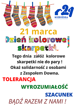 Plakat promujcy Dzień kolorowe skarpetki