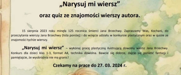 KONKURS PLASTYCZNY - NARYSUJ MI WIERSZ